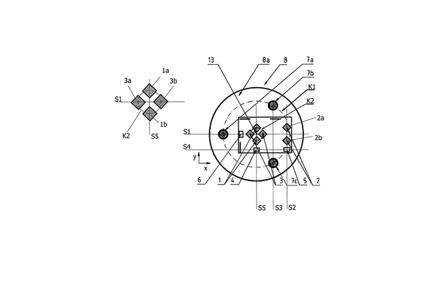 View of a sensor surface of a sensor head with an integrated geometry of sensor elements