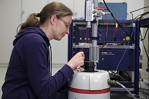 Woman at a laboratory set-up