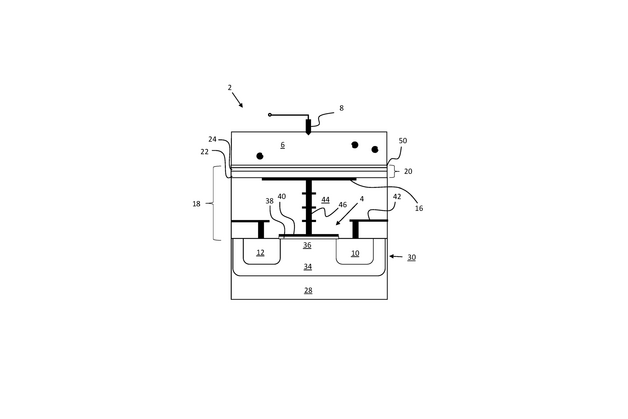 Schematischer Querschnitt eines CMOS-ISFET mit einer ARC-Schicht