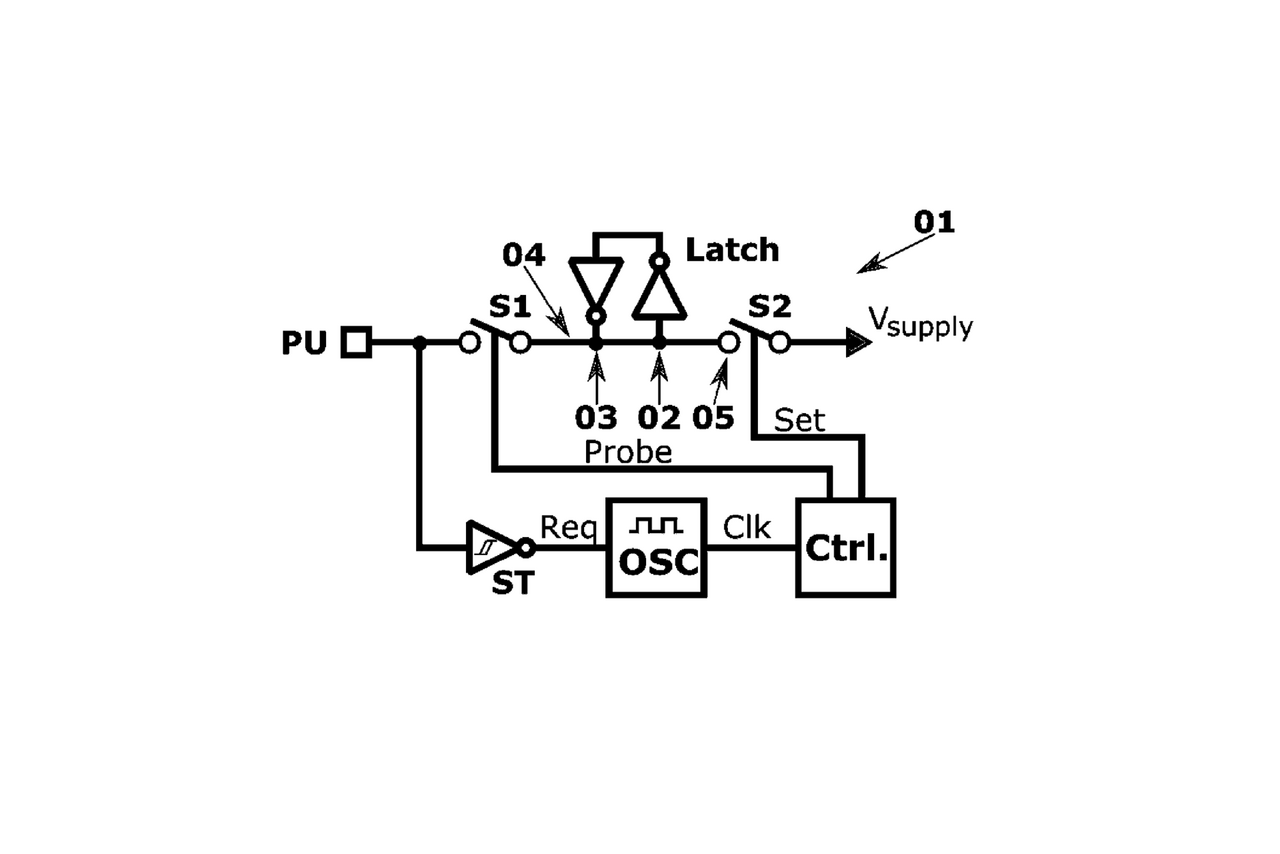 Block diagram for the latch-based active ultra-low-power pull-up emulator